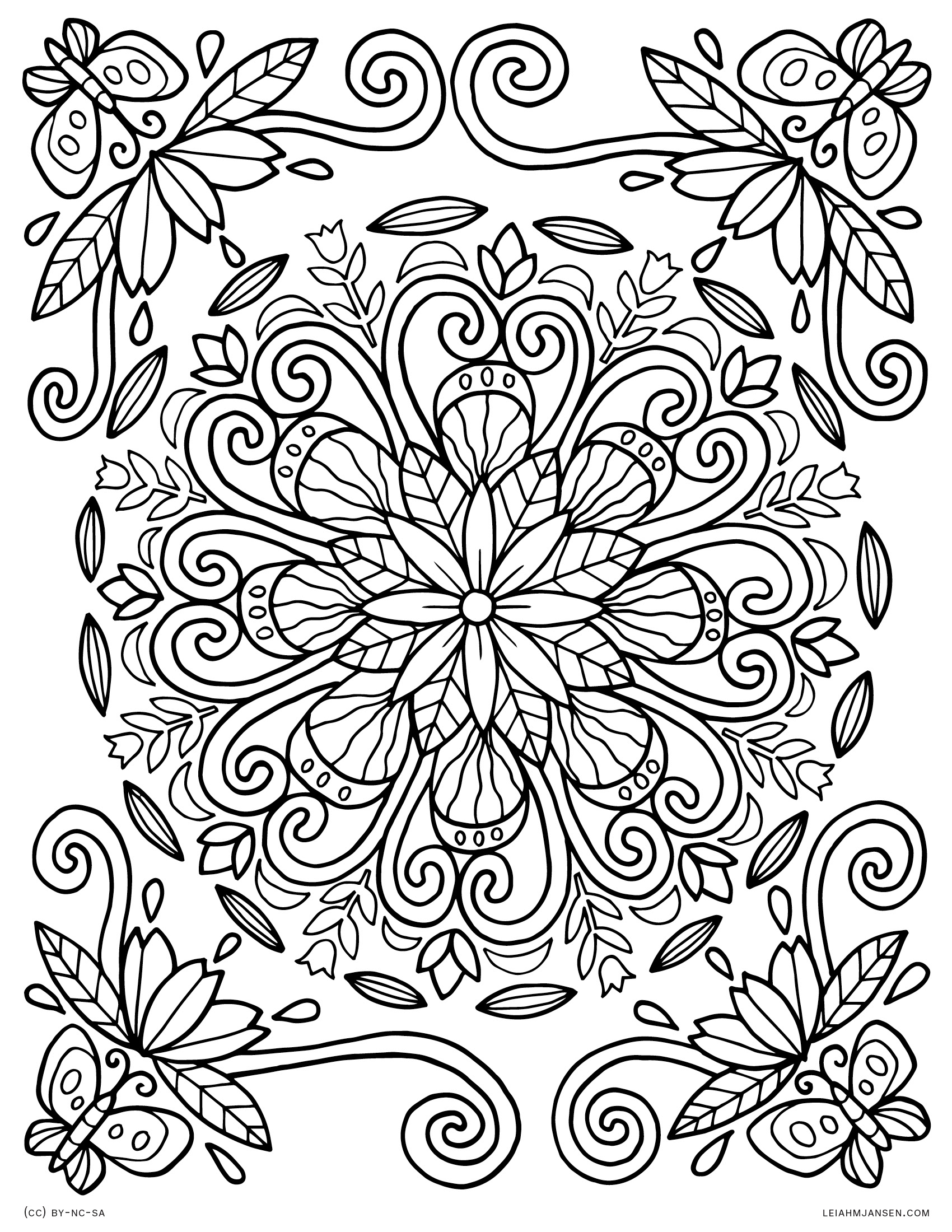 Spring Mandala Nature Floral Mandala Drawing Free Printable Coloring Page for Adults and Kids