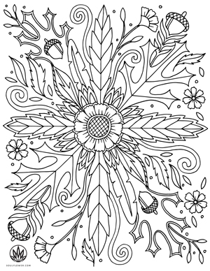 Soul Flower Thanksgiving Mandala Coloring Page