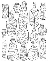 Sand Art - Retro Bottles Sand Art - Free Printable Coloring Page for Adults and Kids, by leiahmjansen.com @oleiah
