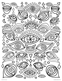 Psychedelic Eyes - Trippy Abstract Tribal Eyes - Free Printable Coloring Page for Adults and Kids, by leiahmjansen.com @oleiah