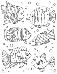 Tropical Fish - Decorated Colorful Fish - Free Printable Coloring Page for Adults and Kids, by leiahmjansen.com @oleiah