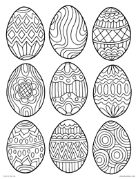 Decorated Easter Eggs - Happy Easter - Free Printable Coloring Page for Adults and Kids, by leiahmjansen.com @oleiah