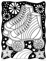 Magical Rainbow Rollerskates - Blacklight Starry Roller Skates - Free Printable Coloring Page for Adults and Kids, by leiahmjansen.com @oleiah