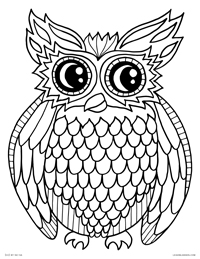 Night Owl - Decorated Owl Bird - Free Printable Coloring Page for Adults and Kids, by leiahmjansen.com @oleiah