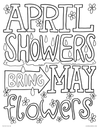 April Showers Bring May Flowers - Spring Rain Lettering Quote - Free Printable Coloring Page for Adults and Kids, by leiahmjansen.com @oleiah