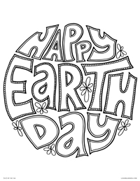 Happy Earth Day - Retro Lettering Earth Globe - Free Printable Coloring Page for Adults and Kids, by leiahmjansen.com @oleiah