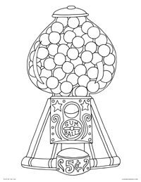 Gumball Machine - Vintage Retro Gum Ball Dispenser - Free Printable Coloring Page for Adults and Kids, by leiahmjansen.com @oleiah