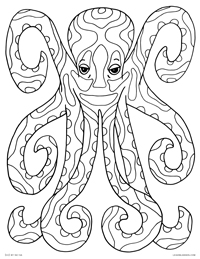 Decorated Octopus - Psychedelic Octopus Sea Creature - Free Printable Coloring Page for Adults and Kids, by leiahmjansen.com @oleiah