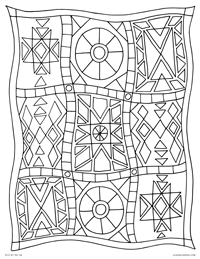 Patchwork Quilt - Geometric Star Quilt Blanket - Free Printable Coloring Page for Adults and Kids, by leiahmjansen.com @oleiah