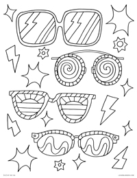 Decorated Sunglasses - Summer Sunnies and Shades - Free Printable Coloring Page for Adults and Kids, by leiahmjansen.com @oleiah