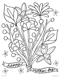 Mother's Day Flower Bouquet - Happy Mother's Day - Free Printable Coloring Page for Adults and Kids, by leiahmjansen.com @oleiah