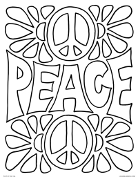 Peace - Funky Retro Peace Sign Poster - Free Printable Coloring Page for Adults and Kids, by leiahmjansen.com @oleiah