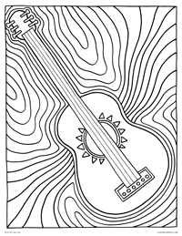 Guitar - Psychedelic Rainbow Guitar Music - Free Printable Coloring Page for Adults and Kids, by leiahmjansen.com @oleiah