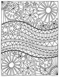 4th of July American Flag - Independence Day - Free Printable Coloring Page for Adults and Kids, by leiahmjansen.com @oleiah