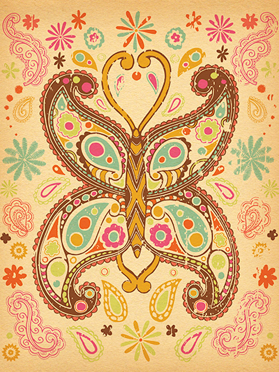 art print poster - paisley butterfly