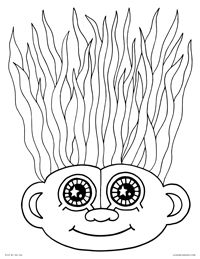 Troll Hair - Troll Doll With Crazy Hair - Free Printable Coloring Page for Adults and Kids, by leiahmjansen.com @oleiah