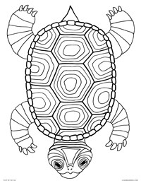 Turtle Dude - Decorated Turtle Shell - Free Printable Coloring Page for Adults and Kids, by leiahmjansen.com @oleiah