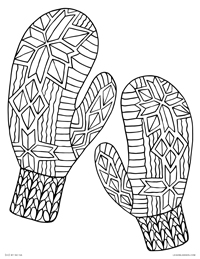 Knit Mittens - Snowflake Winter Mittens - Free Printable Coloring Page for Adults and Kids, by leiahmjansen.com @oleiah