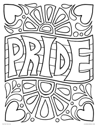 Pride - Funky Retro Pride Flag with Hearts - Happy Pride Month - Free Printable Coloring Page for Adults and Kids, by leiahmjansen.com @oleiah