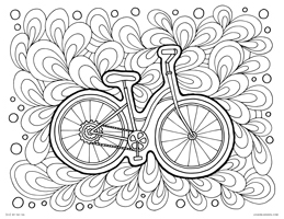 Bicycle Doodles - Funky Bike Drawing - Free Printable Coloring Page for Adults and Kids, by leiahmjansen.com @oleiah