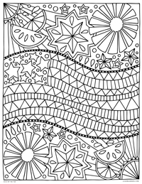 4th of July American Flag - Independence Day - Free Printable Coloring Page for Adults and Kids, by leiahmjansen.com @oleiah