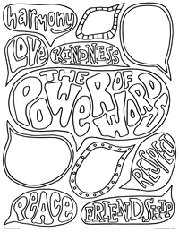 The Power of Words - Speech Bubbles with positive words - Free Printable Coloring Page for Adults and Kids, by leiahmjansen.com @oleiah