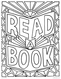 Read a Book - Reading books - Free Printable Coloring Page for Adults and Kids, by leiahmjansen.com @oleiah