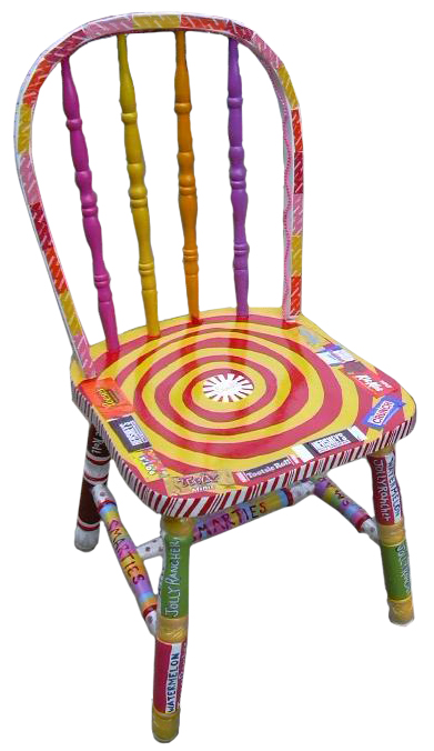 chair painted in candy theme
